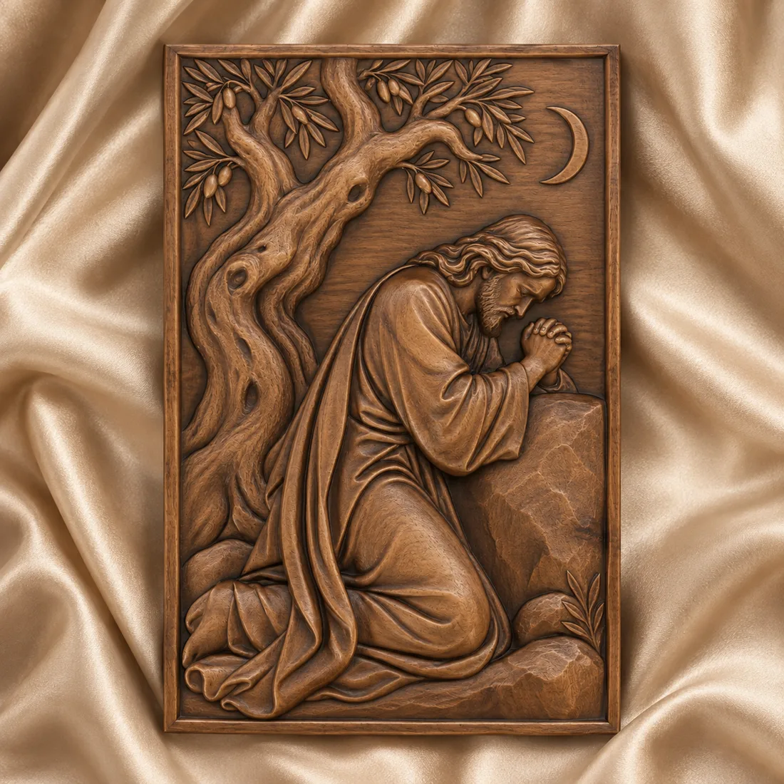 Jesus Praying in Gethsemane relief mockup