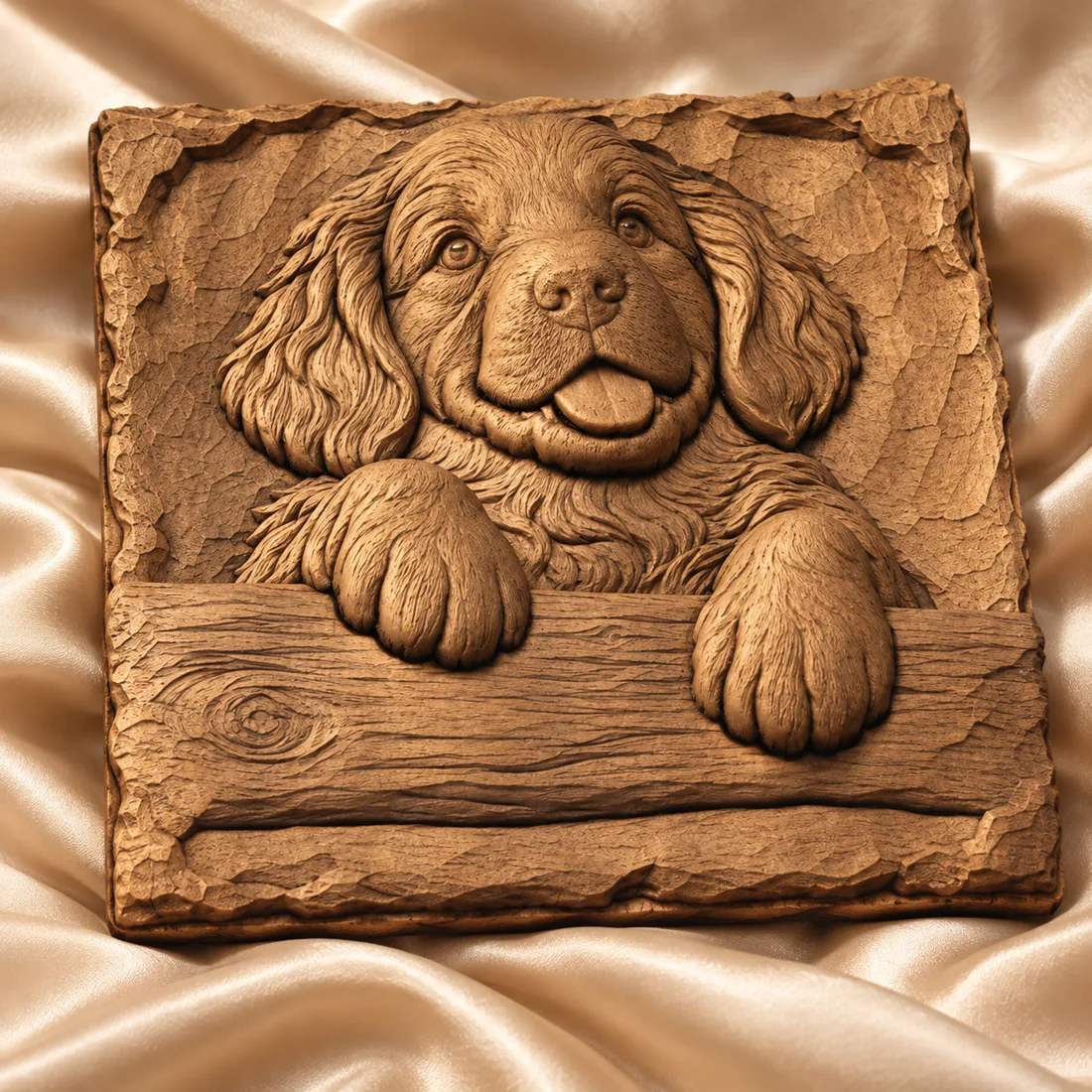 Golden Retriever on Log relief mockup