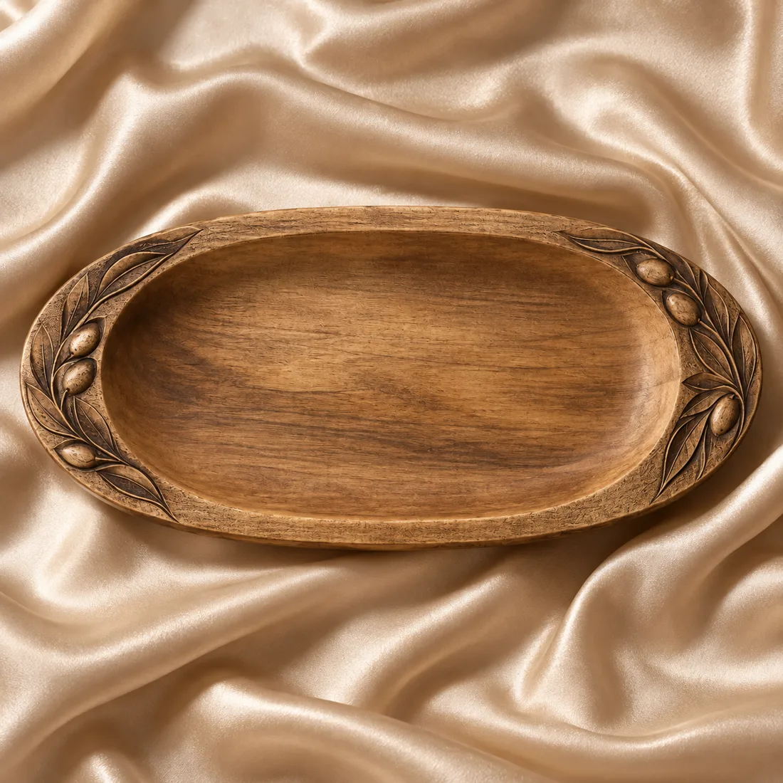 Olive Branch Oval Tray relief mockup