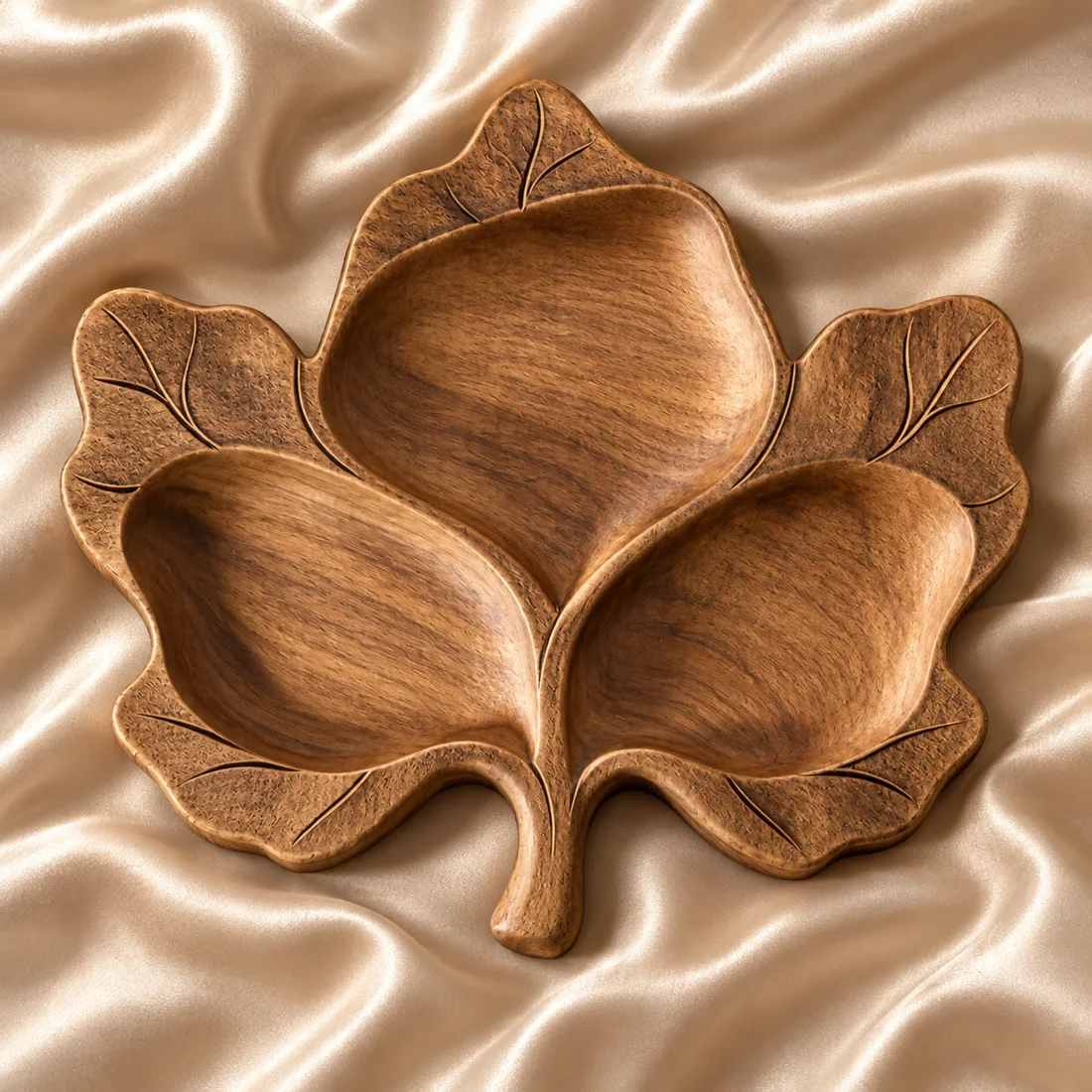 Leaf-Shaped Triple Tray relief mockup