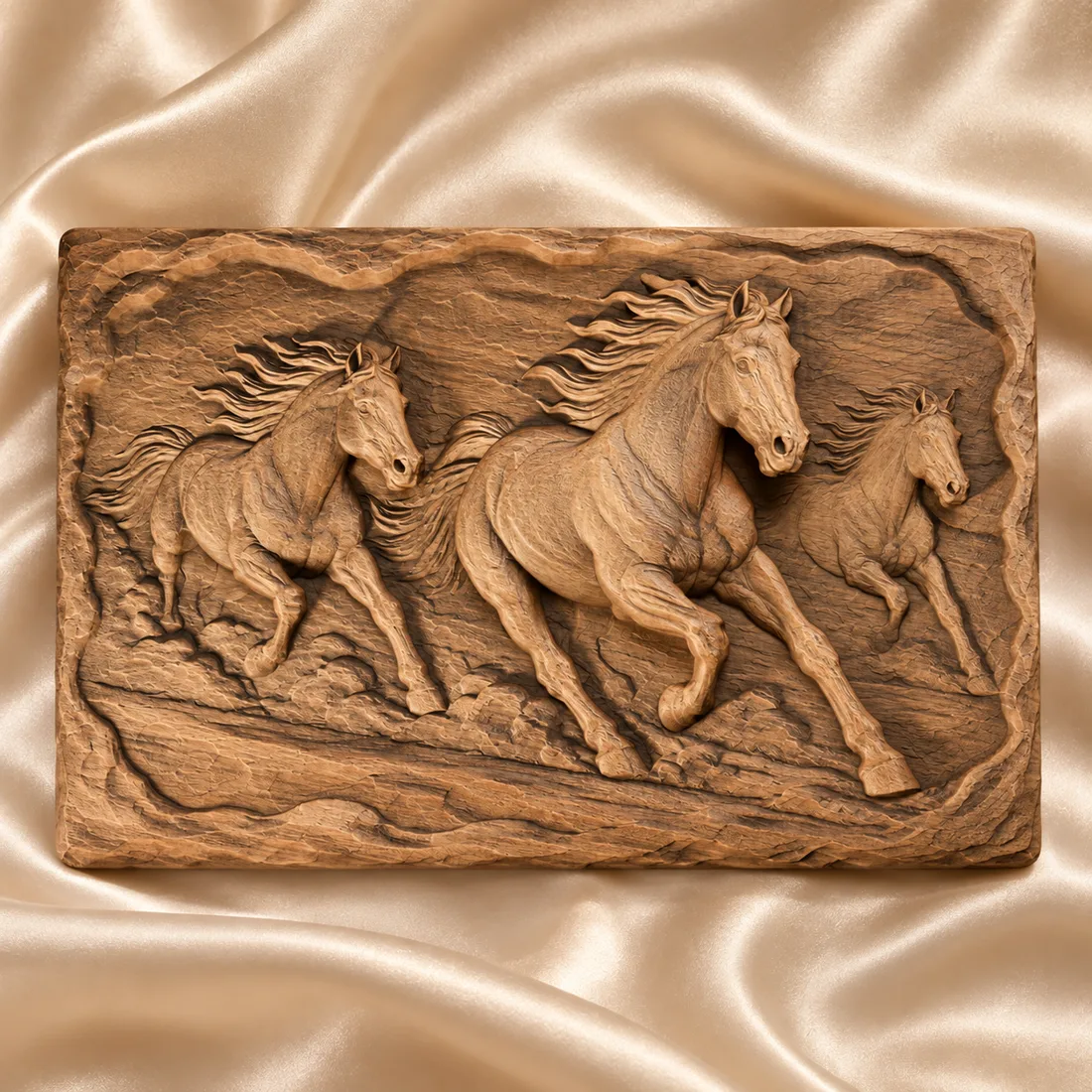 Three Running Horses relief mockup