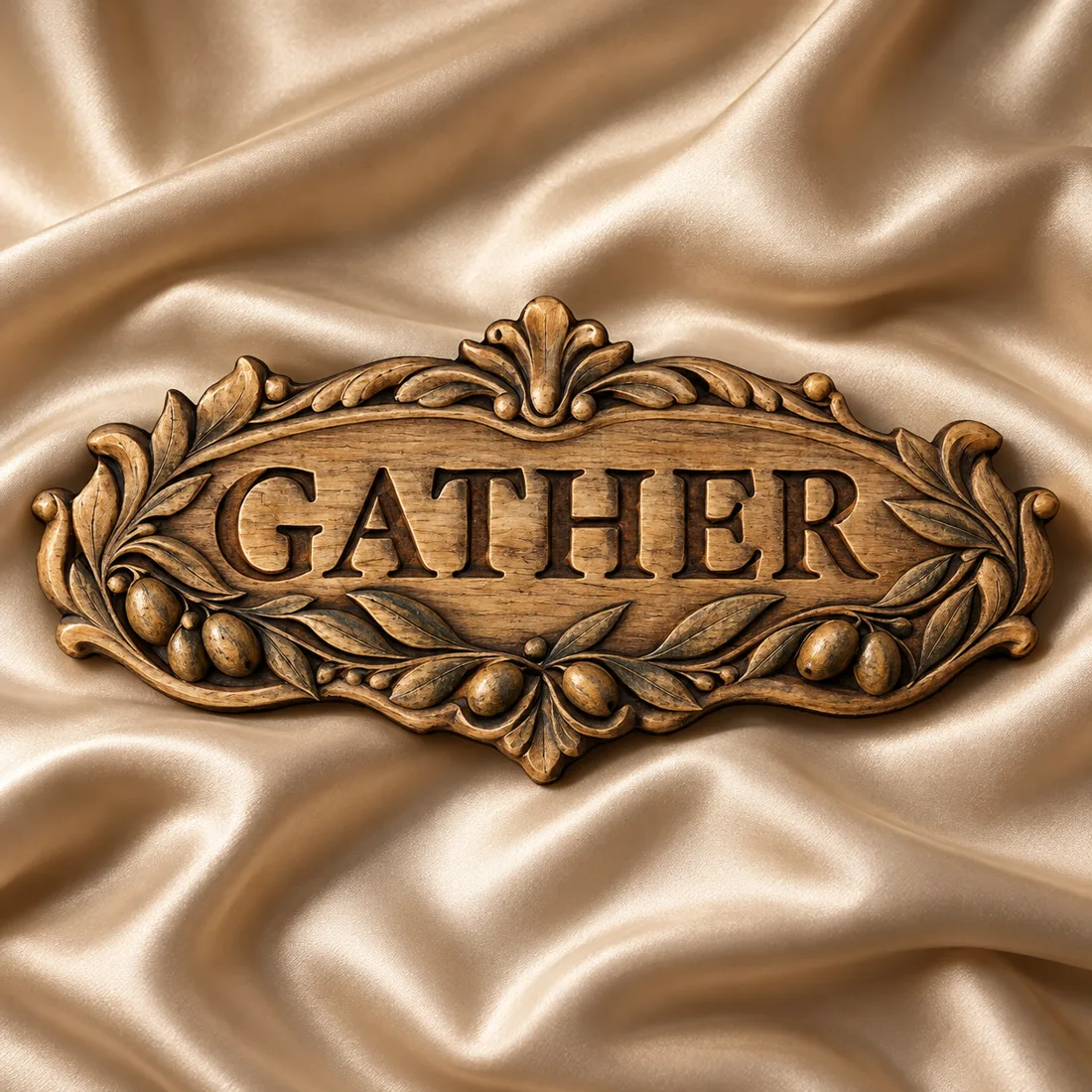 Gather Olive Branch Sign relief mockup