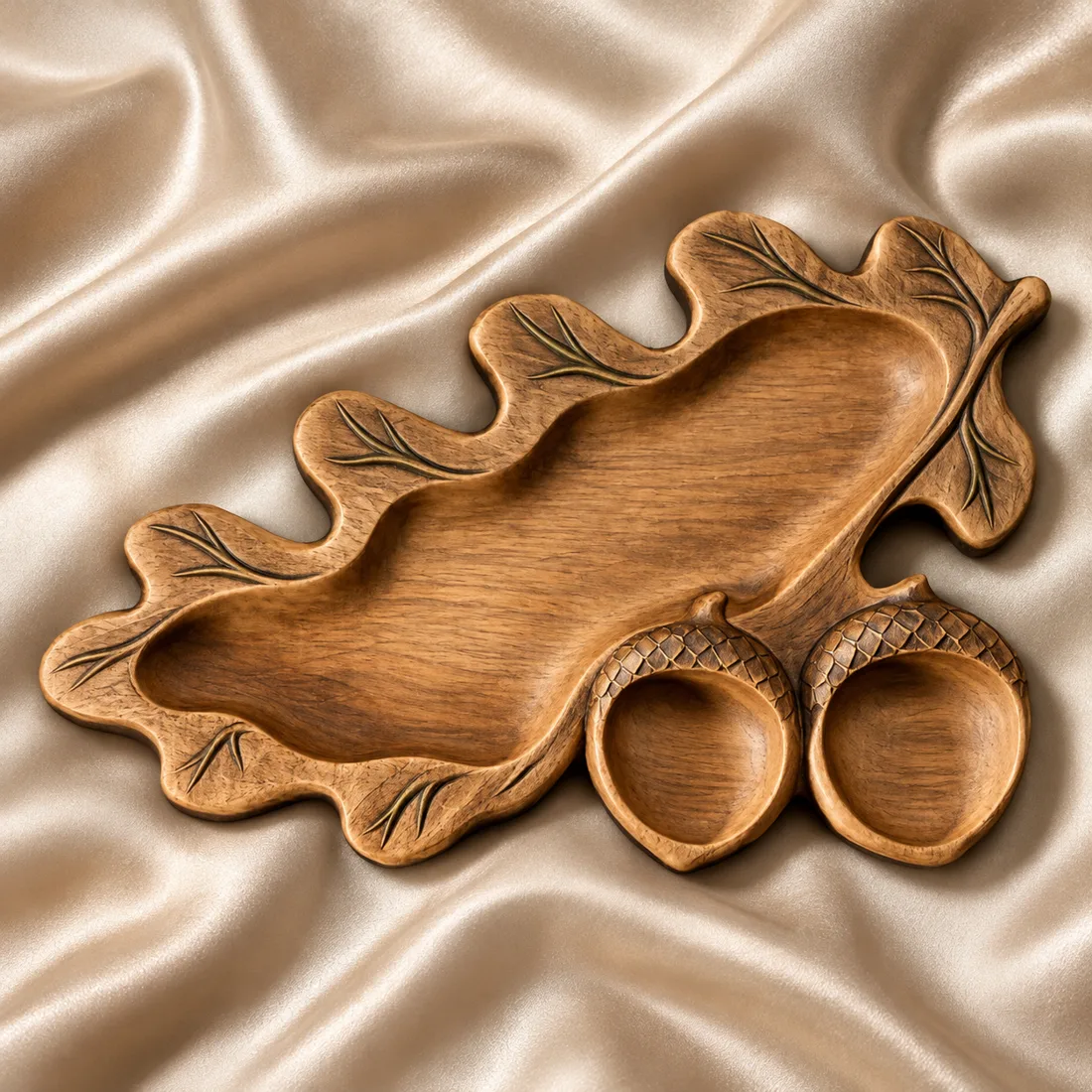 Oak Leaf Acorn Trio Tray relief mockup
